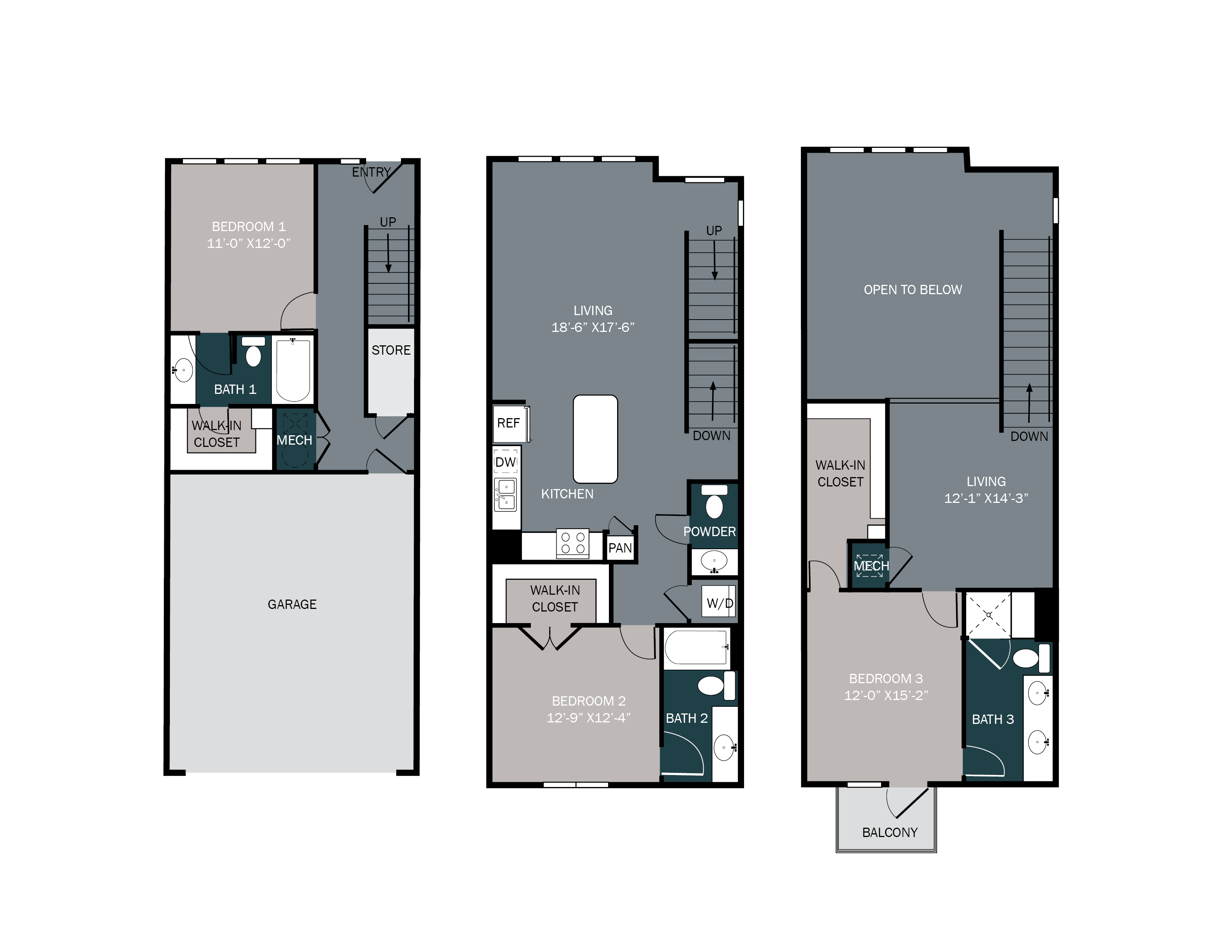 three bedroom three bath spacious apartment